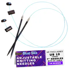 My Two Ladies | Blue Silk | Adjustable Ergonomic Knitting Needles | 14 sizes