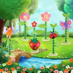 Craft Kit Set for Preschool Kids, Educational Felt & Wood Flower Fairy Kit for Ages 3 4 5 6 7 8, Easy DIY Activity for Boys & Girls, Pack of 6