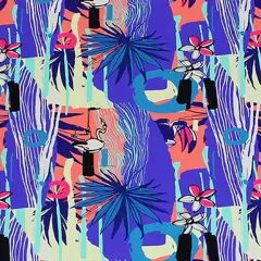 Miami Vice Flamingos Printed Spandex Fabric