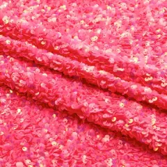 1 Yard Stretch Velvet Sequin Fabric 2 Way Polyester Spandex 36" x 60" Length by Width Fuchsia/Iri Fu