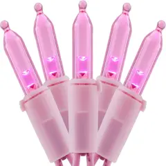 200 Count Pink LED Christmas Lights with Pink Wire, 66 Feet UL Certified Commercial Grade Holiday String Light Set (Pink - Pink Wire)