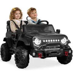 Best Choice Products Kids 24V 2-Seater Electric Ride-On Car Truck w/ Parent Control, Bluetooth, LED Lights Black