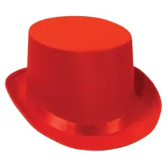 6 Pack Bulk Satin Sleek Top Hat - red