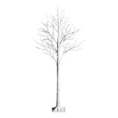 5 Feet Pre-lit White Twig Birch Tree with 72 LED Lights for Christmas
