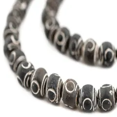 The Bead Chest Black Terracotta Round Mali Clay Beads (12mm)