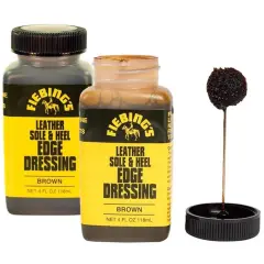 Fiebing's Leather Sole & Heel Edge Dressing, 2-Pack Black (4 oz) - High Gloss Shoe Dressing for Leather Soles & Heels - Provides a Protective Finish - Includes Brush Applicator Brown