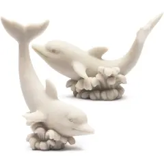 2-Pack Polyresin Paint Your Own Dolphin Figurines - Ceramic to Paint, Ideal for Kids & Adults - Fun DIY Arts & Crafts Activity for Creativity and Play White