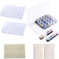 Diamond Painting Storage Containers, 2pcs 28 Grids Clear Diamond Painting Accessories and Tools Boxes Bead Organizers Diamond Art Embroidery Storage with 200PCS Label Stickers