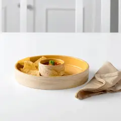 Handcrafted Sustainable Ceramic Chip-N-Dip Bowl- Amber Love