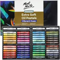 Extra Soft Oil Pastels 52pc, Assorted Bright Colors, Vibrant and Buttery, Versatile Art Pastels for Blending, Layering & Shading, Ideal for Art, Craft, Coloring and Sketching