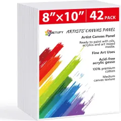 42 Pack Canvas Boards for Painting 8 x 10 inch Canvas Panels Blank - Gesso Primed Acid-Free 100% Cotton for Acrylics Oil Watercolor Tempera Paints