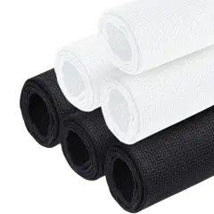 6PCS Aida Cloth 14 Count 3 Pieces Black Cross Stitch Fabric and 3 Pieces White Cross Stitch Fabric Cotton Embroidery Cloth for Needlework 14 Count for Craft Embroidery