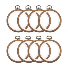 8 Pcs/Set Mini Embroidery Hoops 3 Inch Round Imitated Wood Plastic Display Frame Reusable Circle Cross Stitch Hoop Ring for Art Craft Sewing and Hanging Ornaments Home Decor