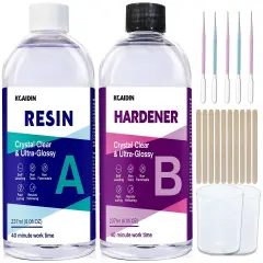 Epoxy Resin, 16 OZ Resin Kit, Self-Leveling Bubbles Free 8oz Resin and 8oz Hardener Resin Kit for Art DIY, Jewelry, Molds, Easy 1:1 Mix, DIY Crafts