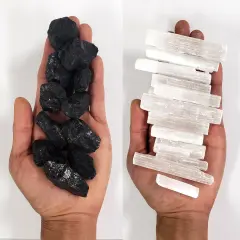 Selenite & Black Tourmaline - 1 LB to 2 LBS combo