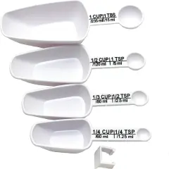 Chef Craft 4pc Nesting Measuring Scoop & Spoon Combo Set - Measure 1/4 tsp to 1 Cup