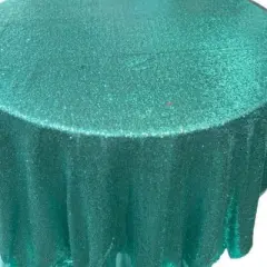 1 Yard Glitz Sequin Round Tablecloth 90 Inches Sparkle Polyester Cover for Party and Wedding Decor Aqua