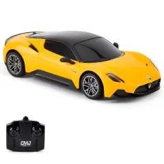 CMJ RC Cars: Maserati MC20 - Yellow - 1:24 Scale, Remote Control Radio Vehicle, 2.4 Ghz, LED Headlights, Indoor-Outdoor Racing Toy, Licensed Model