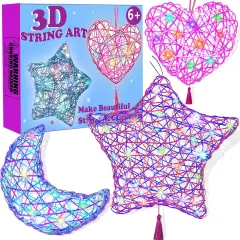 3D String Art Kits Crafts for Kids Make String Lantern with 20 Colored LED Bulbs
