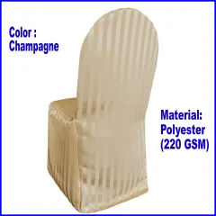 1 Piece Striped Jacquard Polyester Banquet Chair Cover Champagne Elegant Wedding Decor