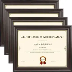 Document Diploma Picture Frames 8.5x11,Brown Wood Grain,4 Pack