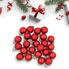Northlight 2-Finish Mini Christmas Glass Ball Ornaments - 1" (25mm) - Red - 24ct