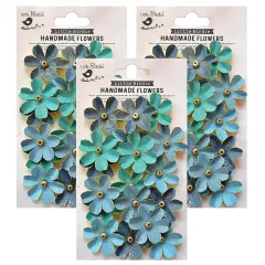 Pack of 3 - Little Birdie Zoey Washed Paper Flowers 18/Pkg-Aqua Medley