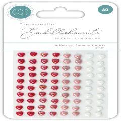 Craft Consortium Adhesive Enamel Hearts 80/Pkg-Assorted Colors