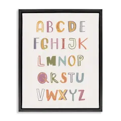 Stupell Industries Soft Doodle Alphabet Framed Floater Canvas Wall Art Design by Nataly White