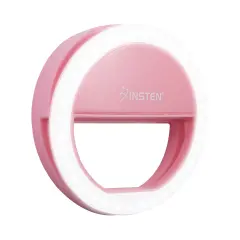 Insten 3" Mini LED Selfie Ring Light with Clip for Laptop Tablet Cell Phone Video, Dimmable, 36 Beads, Battery Powered, Pink