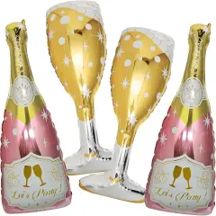 4 Pcs Champagne Foil Balloons - Huge Rose Gold