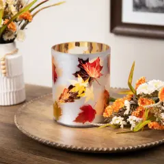 Northlight Autumn Leaves Glass Votive Candle Holder - 6" Multi