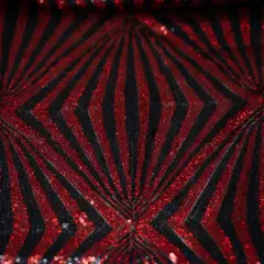 1 Yard Jenny Mesh Sequin Fabric, 58/56" Wide, Stretch Polyester-Spandex Blend for Costumes & Decor Black/Red