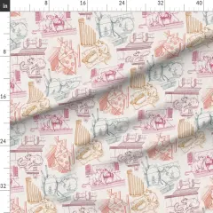 Various Fabrics by the Yard or Fat Quarter Multicolor Toile Donut Rats Rodent Pizza Takeout De Jouy Custom Printed Fabric by Spoonflower