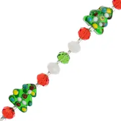 Crystal Lane DIY 7" Lampwork Designer Holiday Glass Bead Mix Strand Christmas Tree