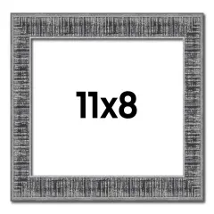 Photo Size Distressed Black Picture Frame - UV Acrylic, Foam Board Backing, Hanging Hardware