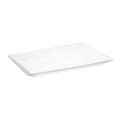 Clear Rectangular with Groove Rim Plastic Serving Trays - 9" x 13" (24 Trays)