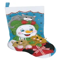 Design Works Felt Stocking Applique Kit 18" Long-Cat Crazy