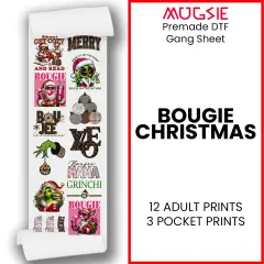 Bougie Christmas - DTF Transfer 22x60 Direct-to-Film Gang Sheets - 12 Adult Prints And 3 Pocket Prints Iron On Transfers