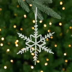 Northlight Glittered Snowflake Metal Christmas Ornament - 10" - White