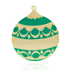 Gloria Duchin Green Enamel Ball Gold Metal Christmas Ornament