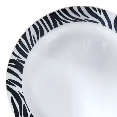 White with Black Zebra Design Round Disposable Plastic Appetizer/Salad Plates - 7.5" (120 Plates)