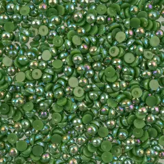 Crystal Lane DIY SS16(4mm) Plastic Pearl Flatback Rhinestones, 975pcs Dark Green AB