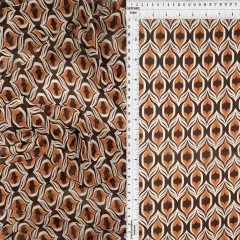 Hi Multi Chiffon Geo Print Fabric, Lightweight Polyester Sheer 57/58" Wide BROWN/TERRACOTTA