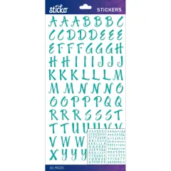 Sticko Alphabet Stickers - Brush Small, Teal, 161pcs