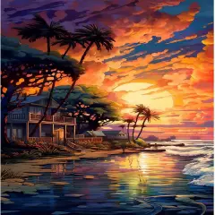 Sunset Paint by Numbers for Gift Home Wall Decor(16x20inch)