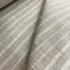 1 Yard Washed Linen Two Tone Uneven Stripe Sewing Crafts Fabric 60" Width Tone Natural/Light N