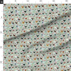 Various Fabrics by the Yard or Fat Quarter Chicken Breeds Floral Chickens Hen Hens Bird Birds Light Blue Farm Custom Printed Fabric by Spoonflower