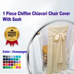 1 Piece Chiffon Chiavari Chair Cover With Sash Champagne