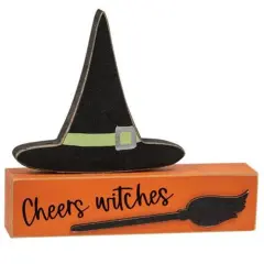 Stacked Cheers Witches Halloween Sign Block for Shelf or Tray Display